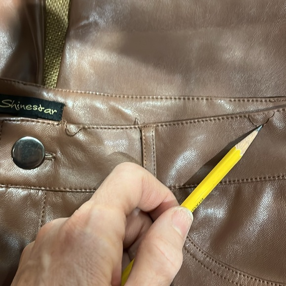 Shinestar Vegan Leather brown pants size Large - Picture 9 of 9